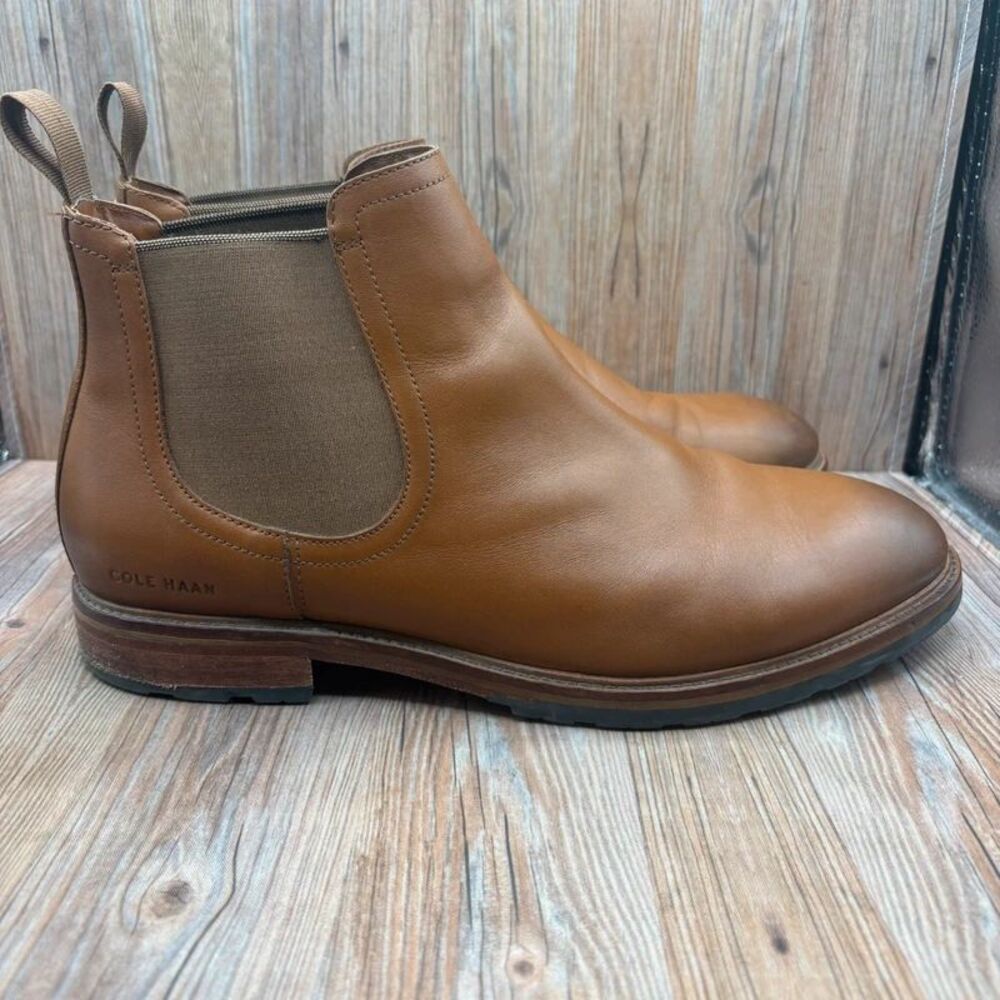 Cole Haan Brown Leather Berkshire Lug Chelsea Pull On Boots Men’s Size 11